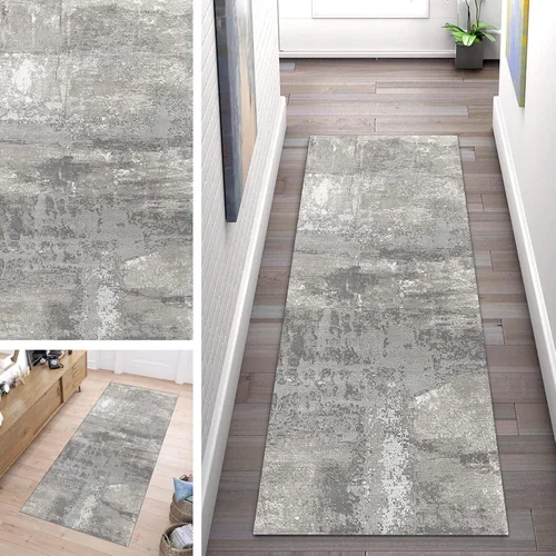 Alfombra moderna para pasillo, color gris, antideslizante, para sala de estar, extra grande, para cocina, entrada, pasillo, pasillo, anchura de 15.7