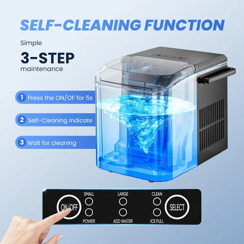 Miniatura 3 de NEWBULIG Encimera para hacer hielo con asa, máquina de hielo portátil, 9 cubos de hielo en 6 minutos, 26 libras en 24 horas, limpieza automática