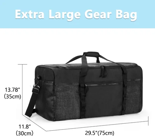Miniatura 4 de Fasrom Bolsa de lona XL de malla para equipo de buceo, bolsa deportiva de gran tamaño para esnórquel, natación, artículos de playa y gimnasio