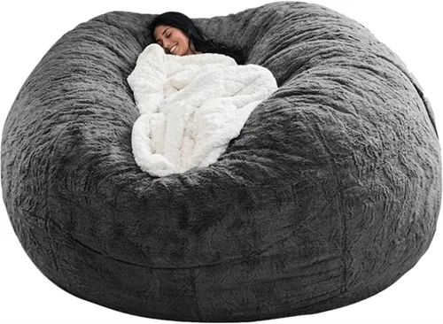 Miniatura 8 de Funda para silla tipo puf (sin relleno, solo funda) para adultos y niños, funda gigante de terciopelo suave para sofá cama, funda protectora de puf
