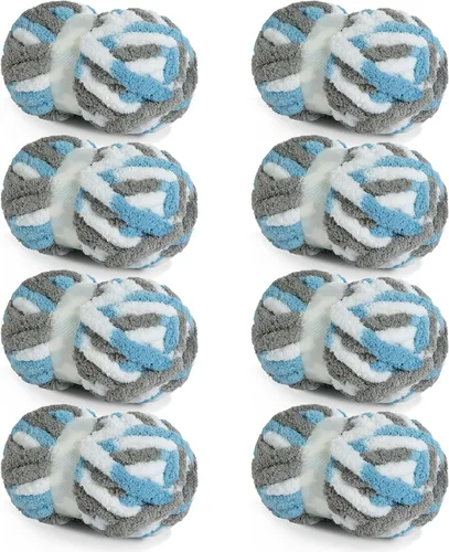 Miniatura 33 de HOMBYS Paquete de 8 hilos gruesos gigantes para tejer a ganchillo/tejer a mano, súper voluminosos, grandes, suaves, esponjosos, tie dye de felpa