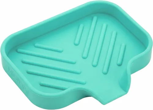 Miniatura 59 de MicoYang Jaboneras de baño de silicona con boquilla de drenaje, organizador de fregadero de cocina, soporte de esponja, bandeja de jabón para Azul