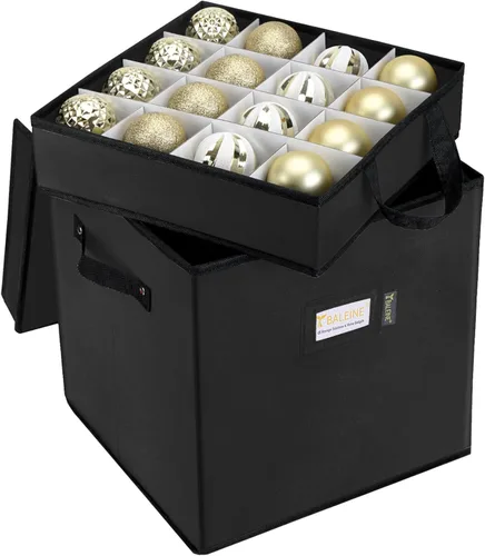 Miniatura 27 de BALEINE Caja de almacenamiento de adornos navideños con divisores, contenedor de almacenamiento de adornos navideños de alta calidad para Rojo
