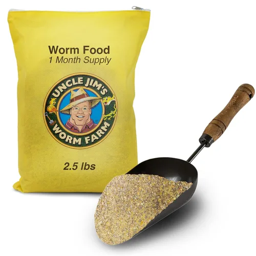 Uncle Jim's Worm Farm Alimento orgánico para gusanos | Suministro de alimentación de gusanos de 1 mes para meneadores rojos, gusanos de abono y