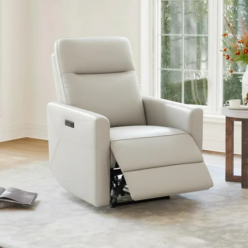Miniatura 10 de CHITA Silla reclinable eléctrica de cuero genuino para adultos, sillón reclinable eléctrico de pared para espacios pequeños, moderna sala de estar