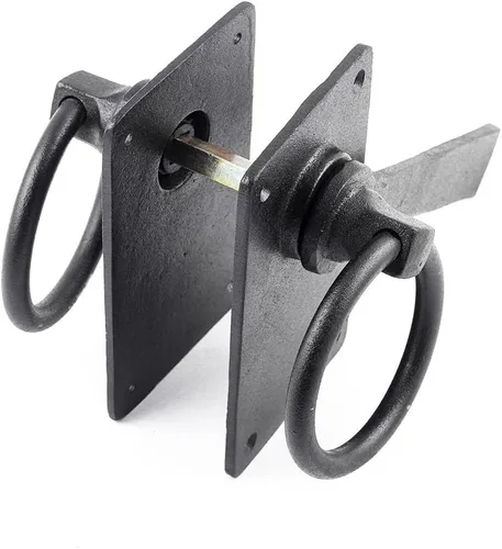 Miniatura 9 de Renovators Supply Manufacturing Cerradura de puerta de hierro forjado negro de 6.5 pulgadas con herrajes de montaje