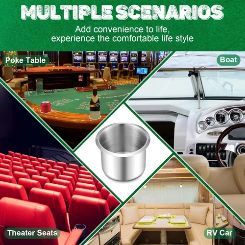 Miniatura 7 de Tessco for you 2 piezas de soporte de vaso de mesa de acero inoxidable para tazas de bebidas, accesorios de mesa de metal para mesa de casino