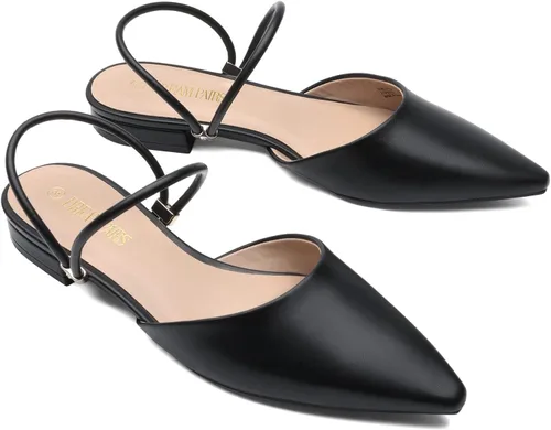 Miniatura 3 de DREAM PAIRS Zapatos planos para mujer, con punta puntiaguda, de dos vías, sin cordones