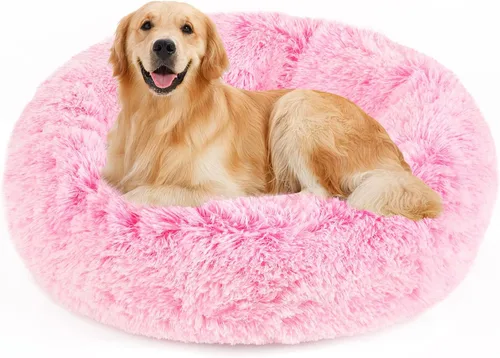 Miniatura 18 de NOYAL Cama Calmante en Forma de Rosquilla para Perros Pequeños a Medianos y Gatos - Cama para Mascotas de Felpa de Piel Sintética Anti-Ansiedad