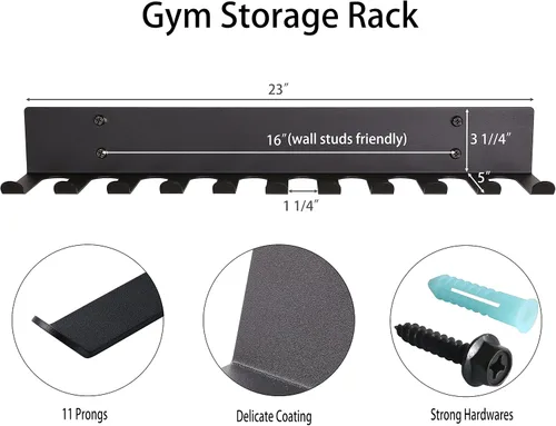Miniatura 2 de Estante de almacenamiento multiusos para equipos de gimnasio, colgador de almacenamiento para bandas de resistencia, estante para barras, estante