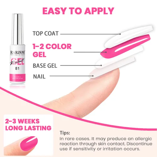 Miniatura 6 de RARJSM Juego de 6 esmaltes de gel para arte de uñas, color popular, negro, blanco, rosa, rojo, brillantina, plata, oro, curado, requiere remojar