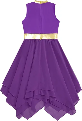 Miniatura 42 de CHICTRY Vestido de baile lírico sin mangas asimétrico para niñas, disfraz de adoración litúrgica contemporánea
