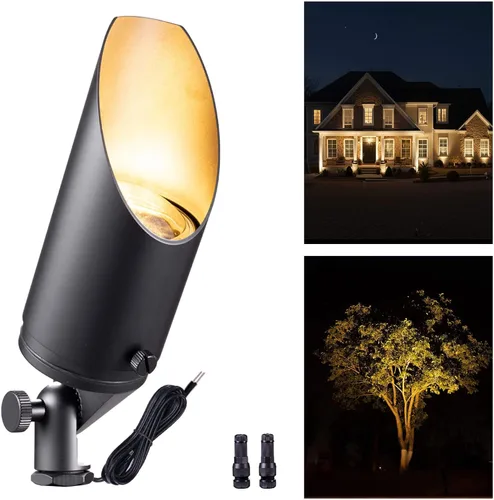 Miniatura 71 de Gardenreet Focos de paisaje de latón de bajo voltaje, luz LED para exteriores de 12 V, luces con cable IP65 impermeables, bronce antiguo