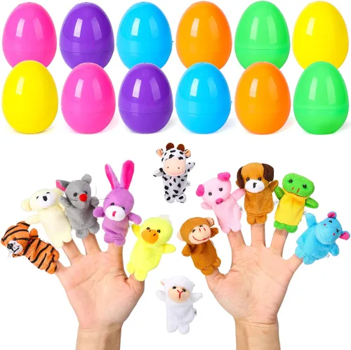 Miniatura 9 de 12 huevos de Pascua rellenos con marionetas de dedo para rellenar cestas de Pascua, búsqueda de huevos de Pascua, recuerdo de fiesta de Pascua