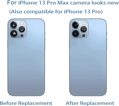 Miniatura 6 de Juego de 3 fundas de repuesto para lente de cámara trasera trasera para iPhone 13 Pro Max, reemplazo de lente de cámara trasera para iPhone 13 Pro