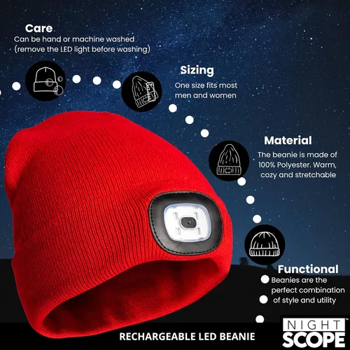 Miniatura 3 de Night Scope Rechargeable LED Warm Knit Beanie foe Women Men