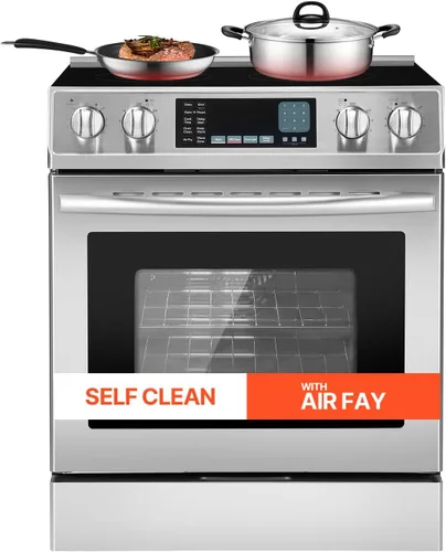 Miniatura 10 de VEVOR Estufa eléctrica de 30 pulgadas, horno de 4.8 pies cúbicos de capacidad, estufa de cocina de acero inoxidable compacta independiente, con 4