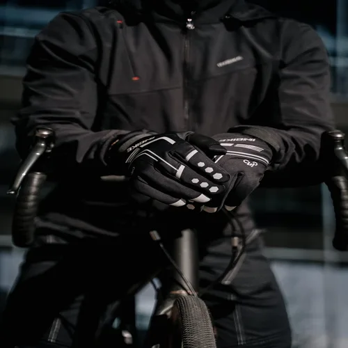 Miniatura 8 de INBIKE Guantes de ciclismo para hombres invierno a prueba de viento reflexivo almohadillas de gel térmico pantalla táctil