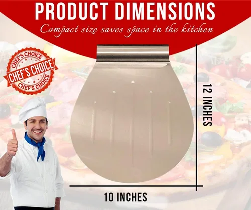 Miniatura 7 de Pela de acero inoxidable, raspador multiusos de metal, paleta, cortador y espátula, herramienta giratoria, para pizza casera, pan, pasteles, horno
