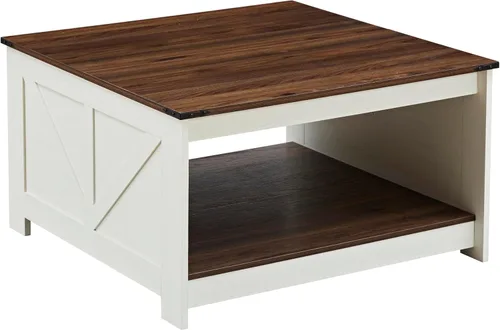 Miniatura 9 de OKYCI Mesa de centro de granja para sala de estar, mesas de centro cuadradas de madera, 31.5 pulgadas de profundidad x 31.5 pulgadas de ancho