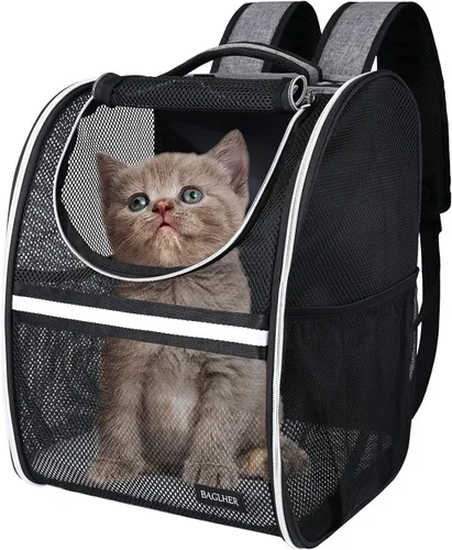 Miniatura 13 de BAGLHER Mochila transportadora para gatos, transportadora de malla para perros medianos y pequeños, gatos, cachorros, gatitos, conejitos de hasta 18