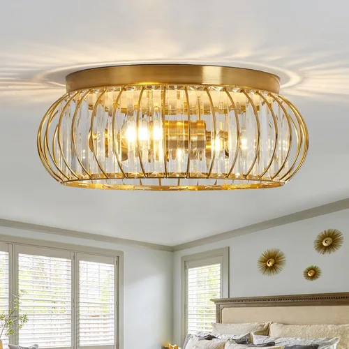 Miniatura 14 de YYJLX Lámpara de Techo Empotrada de 3 Luces, Candelabro de Cristal Moderno Negro E26, Iluminación Interior para Pasillo, Dormitorio, Baño