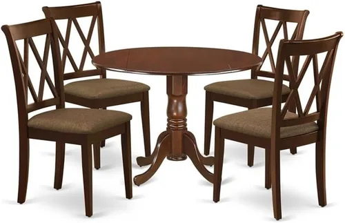 Miniatura 9 de East West Furniture DLCL3-MAH-C - Juego de mesa de comedor de 3 piezas para espacios pequeños que contiene una mesa de comedor redonda con gotas y 2