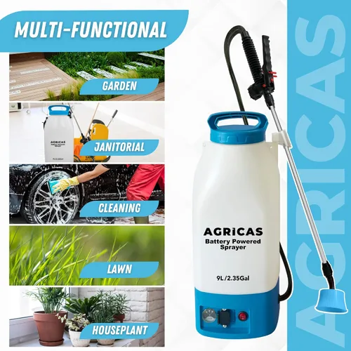 Miniatura 5 de Pulverizador de mochila a batería de 2.35 galones, pulverizador multifuncional para césped y jardín con boquillas ajustables, varita telescópica