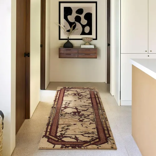 Miniatura 13 de Glory Rugs Alfombra moderna de 2x7, color marrón, beige, negro y crema, con textura de mármol, alfombra suave contemporánea para piso, con textura