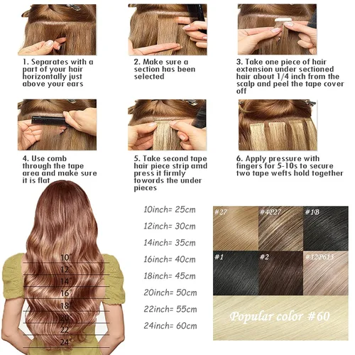 Miniatura 5 de Extensiones de cabello humano Remy 100% real, color negro natural, 16 pulgadas, 20 unidades de 1.06 oz, extensiones de cabello color negro natural