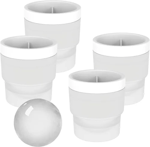 Miniatura 7 de Molde para hacer bolas de hielo DAPOWER - Juego de 4, molde redondo para cubitos de hielo, cubitos de hielo esféricos de 2.4 pulgadas para whisky