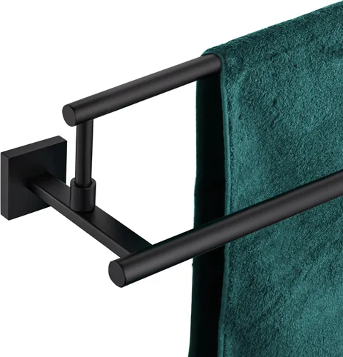 Miniatura 13 de KOKOSIRI Toalleros de baño de 36 pulgadas, rieles dobles para toallas, portatollas negro mate extralargo para cocina, inodoro, acero inoxidable