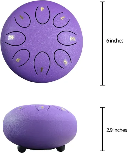 Miniatura 4 de REGIS Tambor metálico de lengüetas, de acero, 6 pulgadas, 8 notas musicales, instrumento de percusión, tambor de lluvia para exteriores, regalo