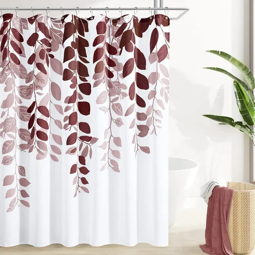 Miniatura 50 de BOODII Cortinas de ducha negras de 36 x 72 pulgadas, cortina de ducha de eucalipto de primavera para baño, cortina de baño con textura de flameado