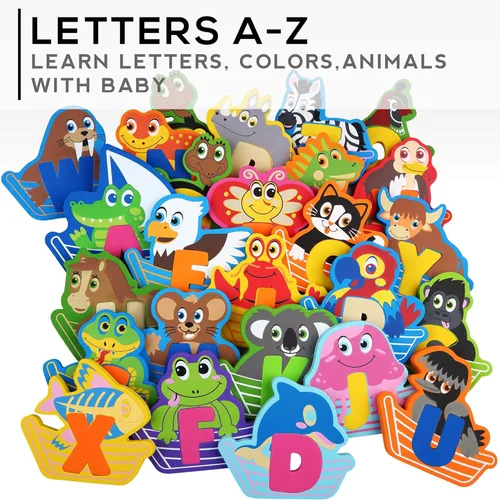 Miniatura 4 de Juguetes de letras del alfabeto de espuma de baño, letras ABC no tóxicas para bañera para niños pequeños, rompecabezas educativos de animales
