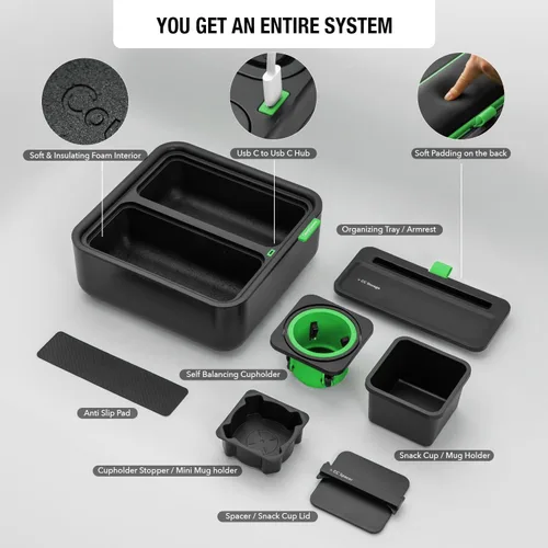 Miniatura 4 de CouchConsole - Bandeja portavasos original para bebidas y aperitivos con reposabrazos, mesa con soporte para teléfono, almacenamiento y organizador