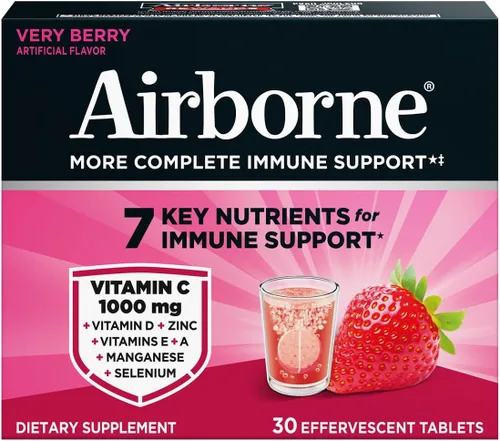 Miniatura 11 de Airborne 1000 mg de vitamina C con vitamina D y zinc, suplemento de apoyo inmunológico multivitamínico sin azúcar, antioxidantes vitaminas A C