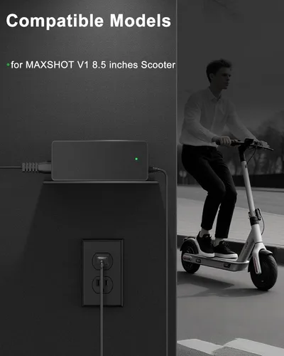 Miniatura 3 de VHBW Cargador eléctrico de la vespa de 42V compatible con MAXSHOT V1 8.5 pulgadas que viajan scooter eléctrico