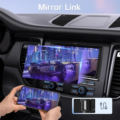 Miniatura 3 de Rimoody Estéreo inalámbrico de doble DIN Carplay para automóvil, Android Auto, pantalla táctil de 7 pulgadas, radio de coche de 2 DIN con enlace
