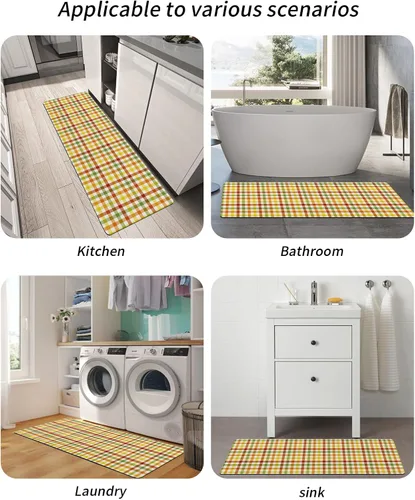 Miniatura 5 de Tapete de baño con diseño a cuadros para bañera, antideslizante, de secado rápido y absorbente, de tierra de diatomeas, para fregadero de cocina