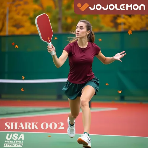 Miniatura 6 de JOJOLEMON Paletas de pickleball, pala de fibra de carbono con un núcleo de polímero Shark Power de 0.63 pulgadas, las raquetas de pickleball Rojo