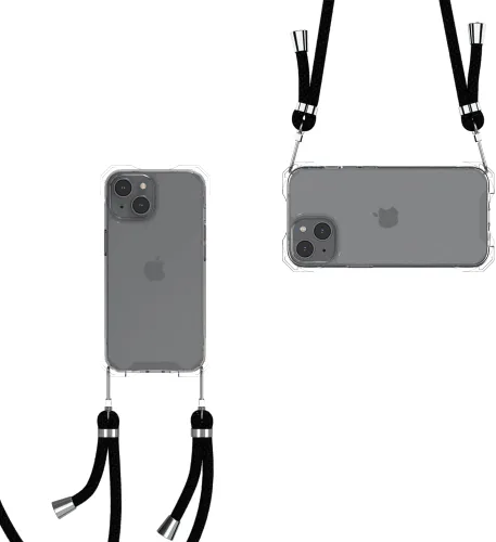 Miniatura 15 de Funda transparente para iPhone 13 Pro Max con correa cruzada ajustable desmontable, ajuste delgado, funda protectora a prueba de golpes con cordón