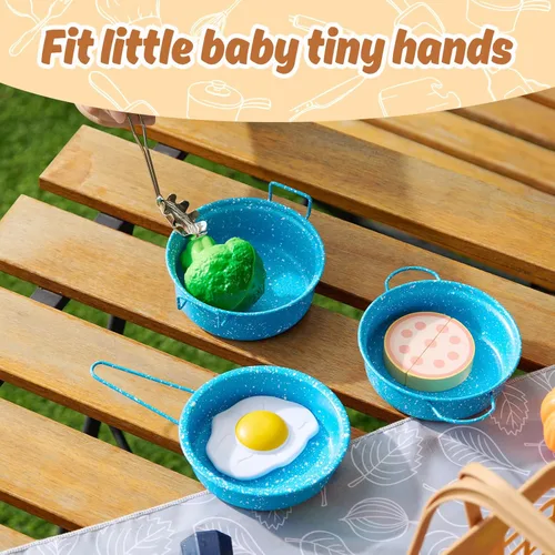 Miniatura 6 de Juego de accesorios de cocina para niños, juguete de cocina para niños pequeños, juego de cocina para niños, ollas y sartenes de acero inoxidable