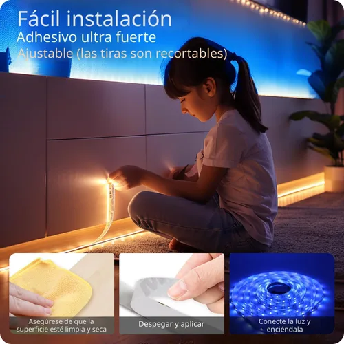 Miniatura 4 de DAYBETTER - Tiras de luces LED de 110 pies, tiras de iluminación inteligentes con control remoto de aplicación, luces RGB que cambian