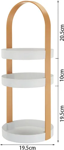 Miniatura 2 de Tocadiscos transparentes de 3 niveles, estante de almacenamiento redondo con mango integral, organizador de cosméticos de maquillaje, soporte