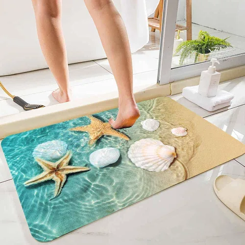 Miniatura 6 de LYFANS Alfombras de baño de espuma de esponja absorbente suave para baño y cocina (30 x 17 pulgadas), tapete de franela antideslizante brillante