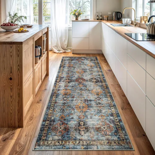 Miniatura 56 de Bloom Rugs - Alfombra lavable, antideslizante, de 1,83 x 2,74 m, color beige/blanco claro con borde tradicional, para sala de estar, dormitorio