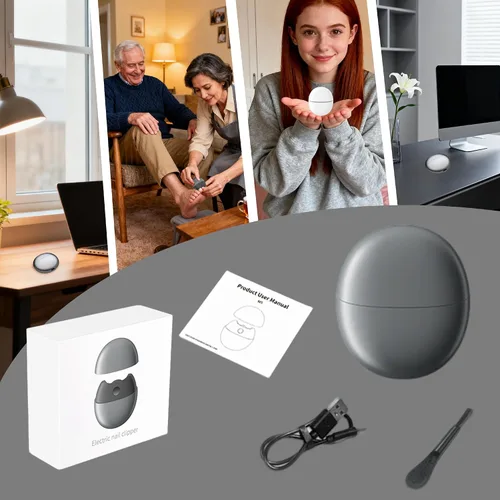Miniatura 4 de Cortauñas eléctrico automático con luz y cubierta magnética, recortador de uñas recargable por USB con almacenamiento de restos de uñas, seguro