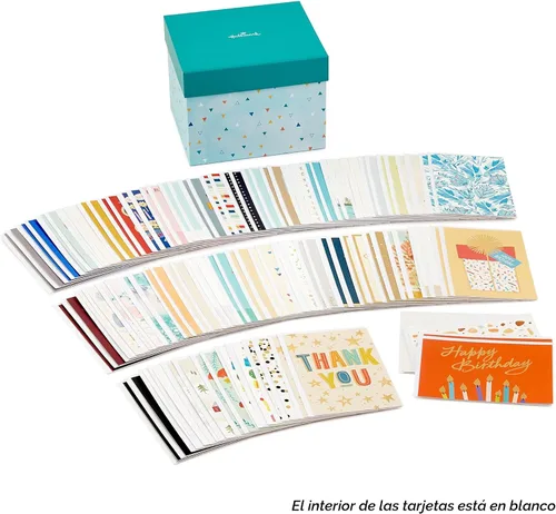 Miniatura 4 de Hallmark Conjunto en caja de tarjetas de felicitación en blanco surtidas para todas las ocasiones con organizador de tarjetas