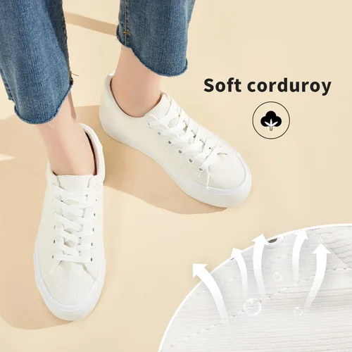 Miniatura 3 de THATXUAOV Zapatillas de deporte de plataforma para mujer, zapatos de tenis blancos casuales de moda